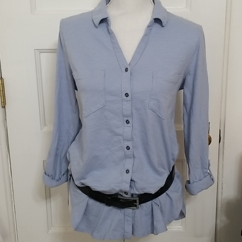 Blue Shirt with Free Earings